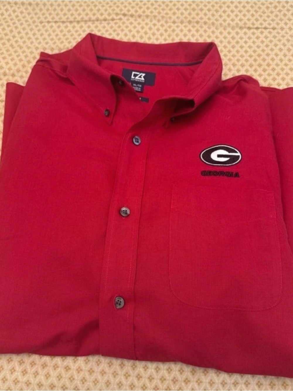 Cutter & Buck Red Button-Down Shirt with Georgia 'G' Patch